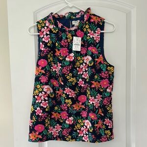 J. Crew Floral Sleeveless Top - Navy and Pink